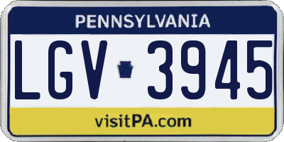 PA license plate LGV3945