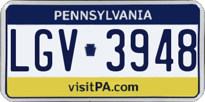 PA license plate LGV3948