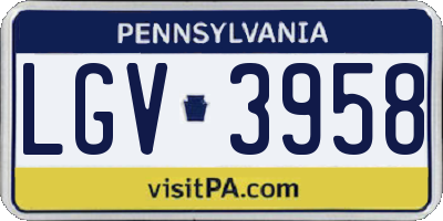 PA license plate LGV3958