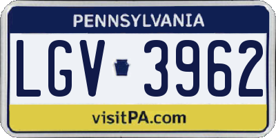 PA license plate LGV3962