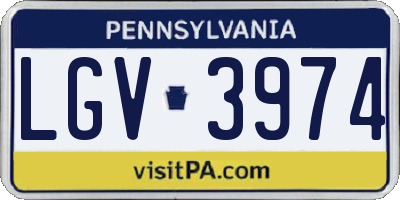 PA license plate LGV3974