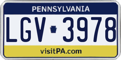 PA license plate LGV3978