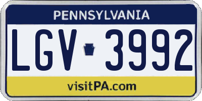 PA license plate LGV3992