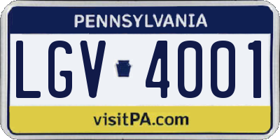 PA license plate LGV4001