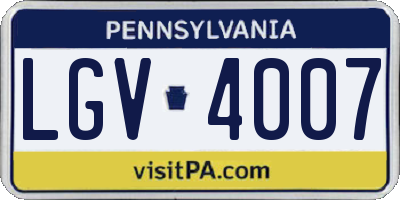 PA license plate LGV4007