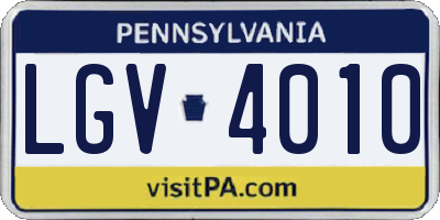 PA license plate LGV4010