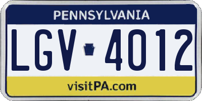 PA license plate LGV4012