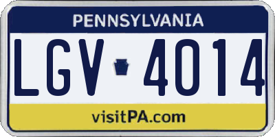 PA license plate LGV4014