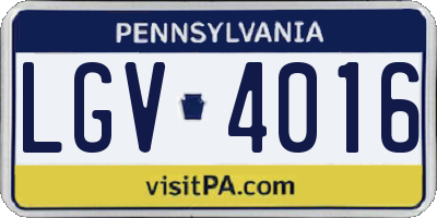 PA license plate LGV4016