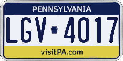 PA license plate LGV4017
