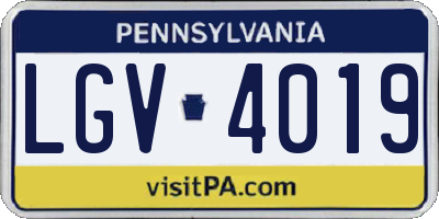 PA license plate LGV4019