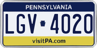 PA license plate LGV4020