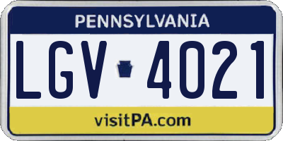 PA license plate LGV4021