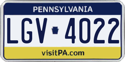 PA license plate LGV4022