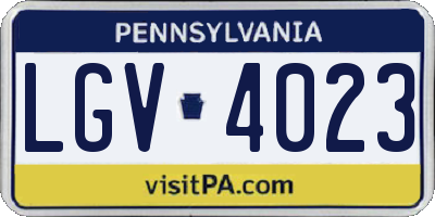 PA license plate LGV4023