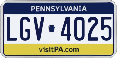 PA license plate LGV4025