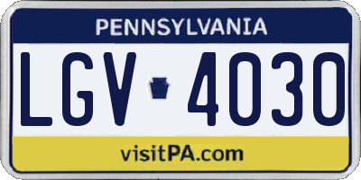 PA license plate LGV4030