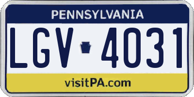 PA license plate LGV4031