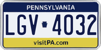PA license plate LGV4032