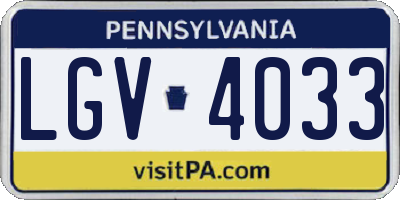 PA license plate LGV4033