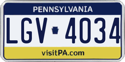PA license plate LGV4034