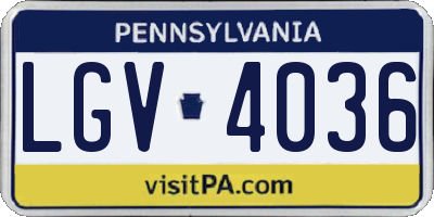 PA license plate LGV4036