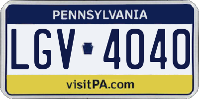 PA license plate LGV4040