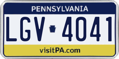 PA license plate LGV4041