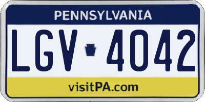 PA license plate LGV4042