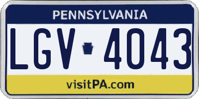 PA license plate LGV4043