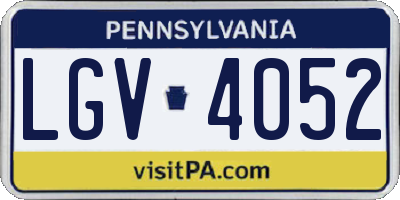PA license plate LGV4052