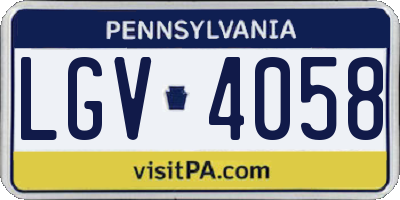 PA license plate LGV4058