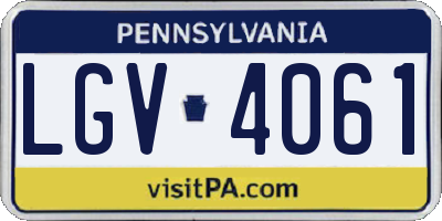 PA license plate LGV4061