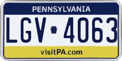 PA license plate LGV4063