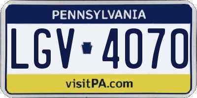 PA license plate LGV4070