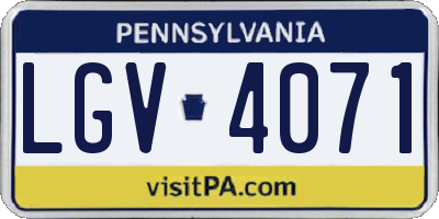 PA license plate LGV4071