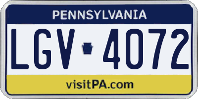 PA license plate LGV4072