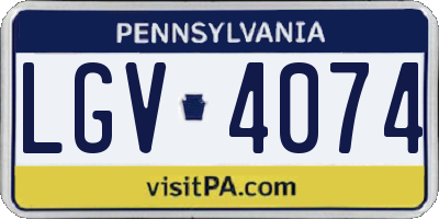 PA license plate LGV4074