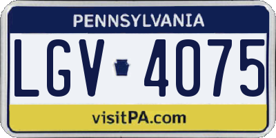 PA license plate LGV4075