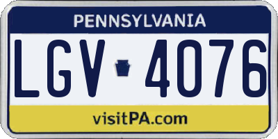 PA license plate LGV4076