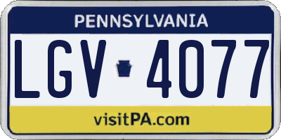 PA license plate LGV4077