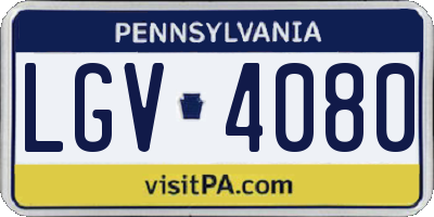 PA license plate LGV4080