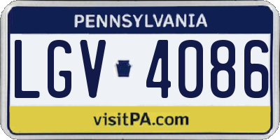 PA license plate LGV4086