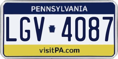 PA license plate LGV4087