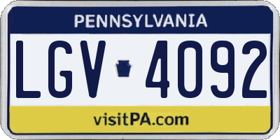 PA license plate LGV4092