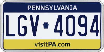 PA license plate LGV4094