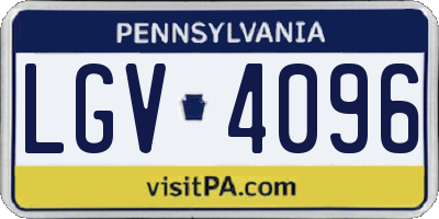 PA license plate LGV4096
