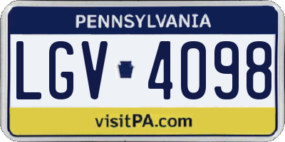 PA license plate LGV4098