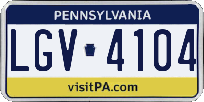 PA license plate LGV4104