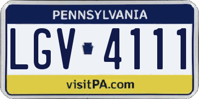 PA license plate LGV4111